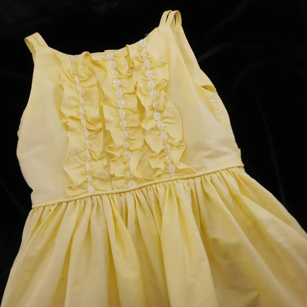 Vintage Toddler Girl Dress 2T - 3T Yellow Ruffled Sleeveless